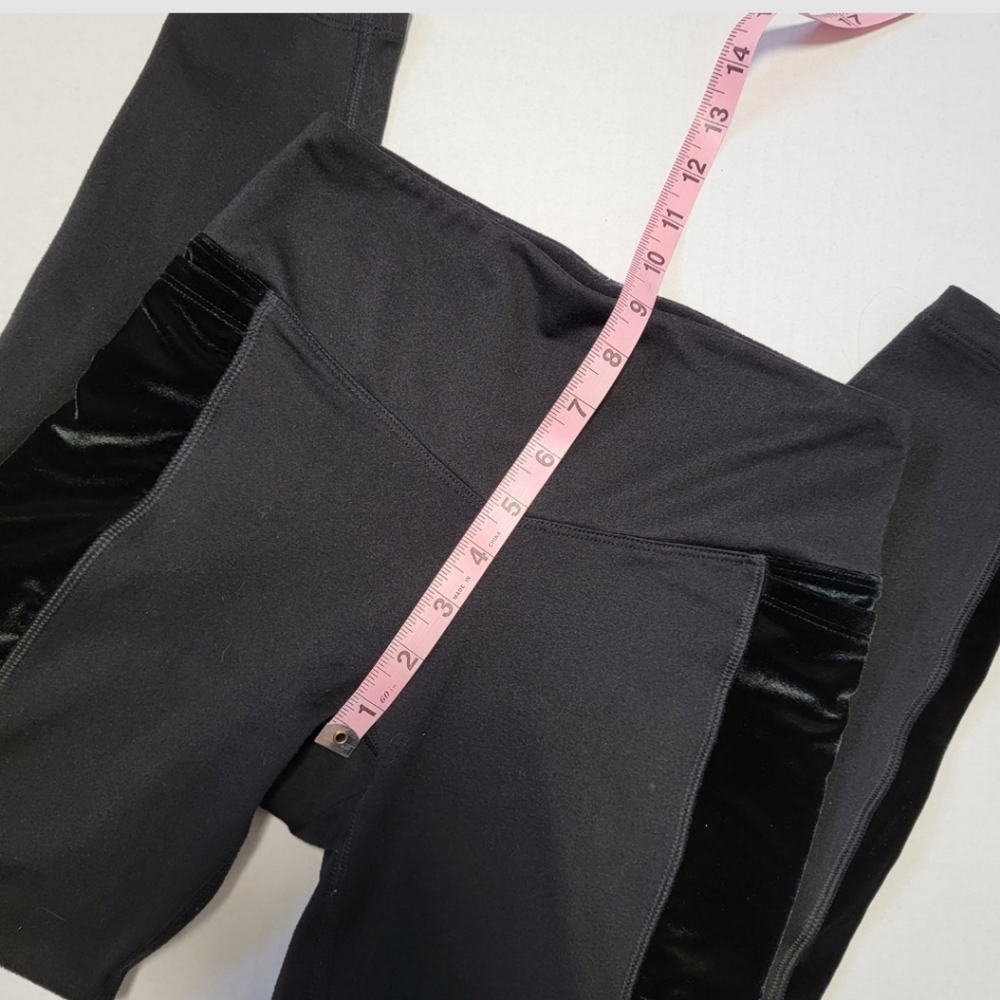 Victoria's Secret Pink Leggings "COZY" Black Velour Side Panels EUC Size XS - Picture 8 of 11